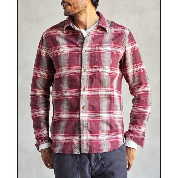 Outerknown Shirt Mens Large Transitional Slub Flannel Plaid Lumberjack Cozycore - Picture 2 of 16